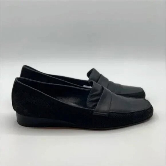 Bruno Magli Black Leather and Suede Loafers Size 7.5 - Picture 2 of 8